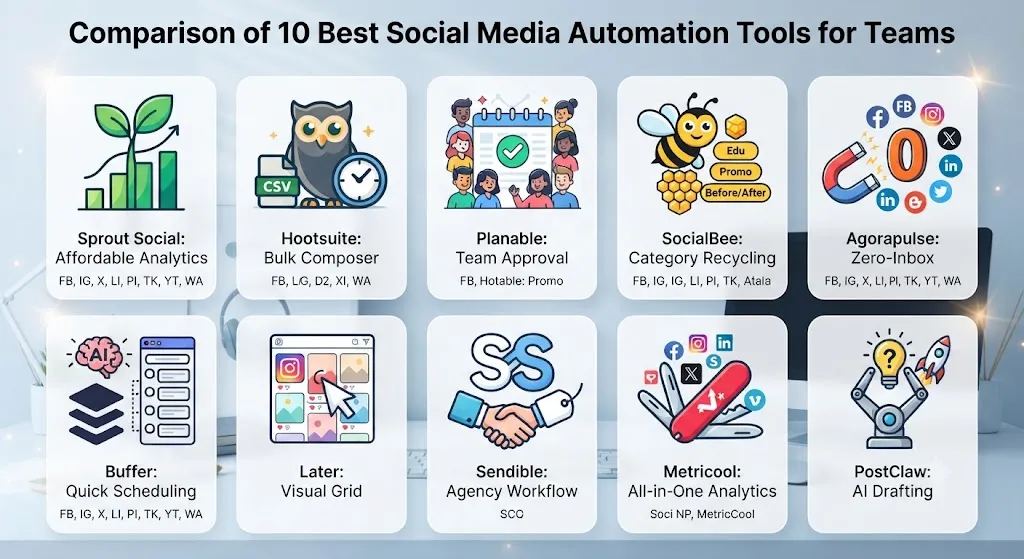 Comparison of 10 Best Social Media Automation Tools for Teams