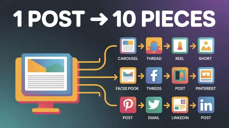 1 Post to 10 Pieces content repurposing strategy